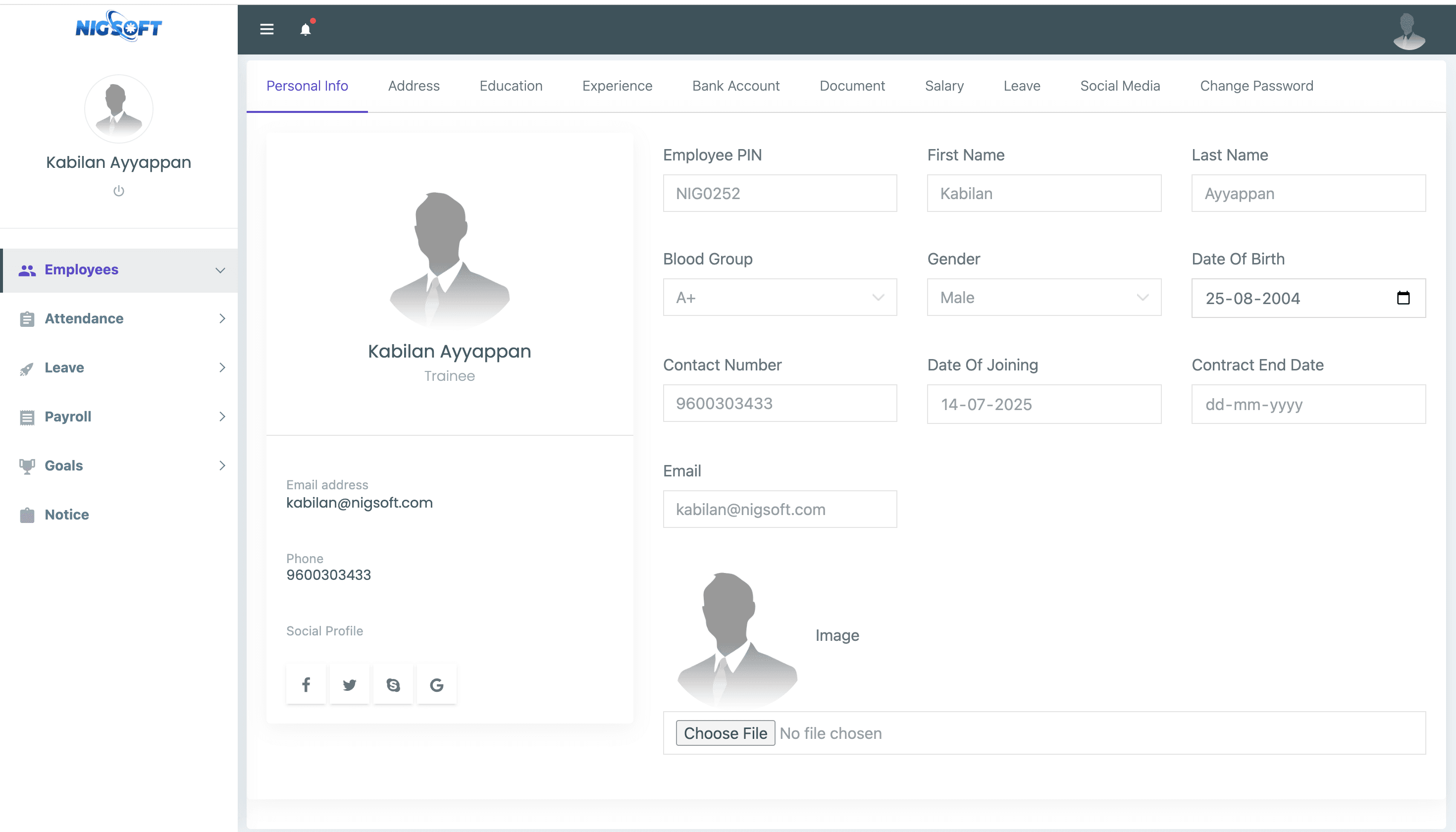 Centralized Employee Master Profile